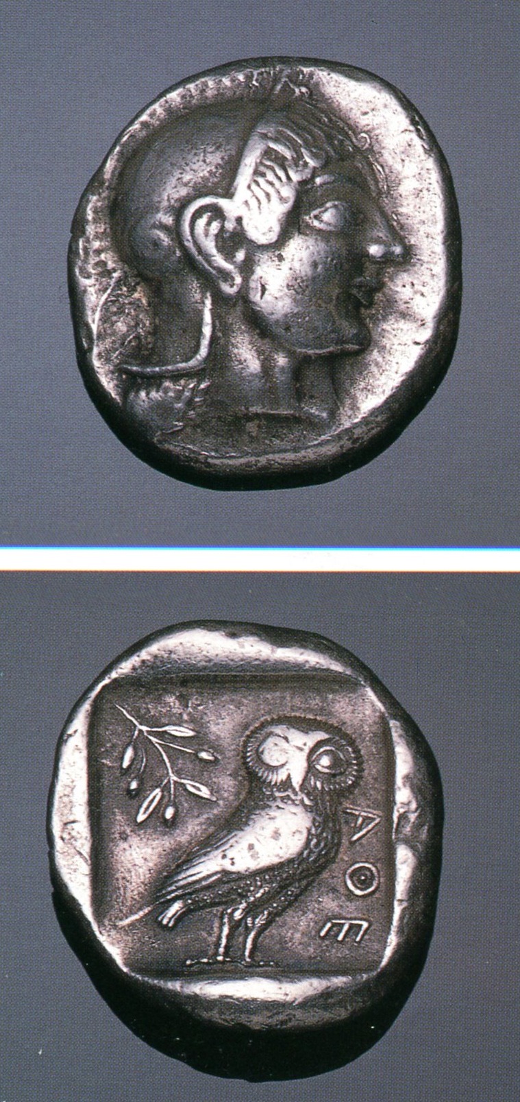 Athena, top half of a paired plate. Open to see the complete source photograph. Archaic Athena & owl · paired plate.